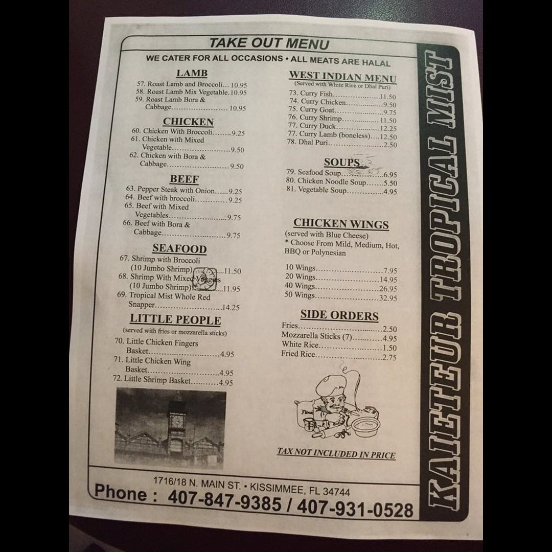 Kissimmee Menu